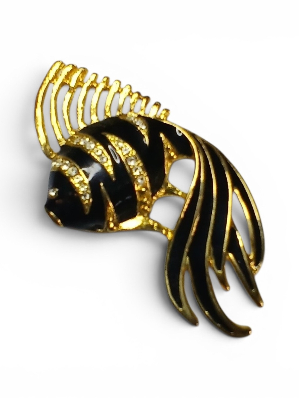 Black And Gold Fish Brooch